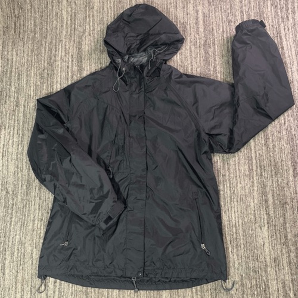 North End Womens Large All Climate Wear Hooded Lexus Jacket Black Zip Snap Front